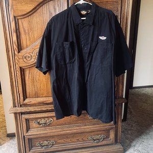 Vintage Harley Davidson Shirt Mens Black Button Up Biker Motorcycle Cotton